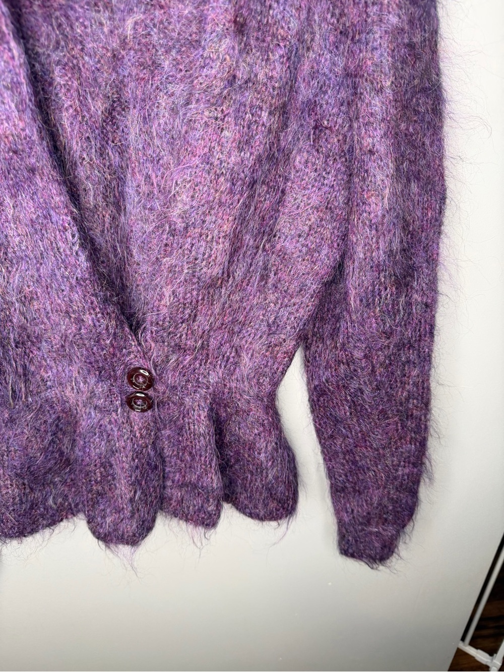 Handmade Royal Purple Mohair Peplum Cardigan - Picture 6 of 11
